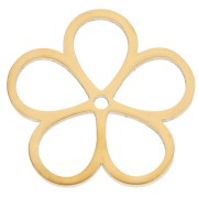Hollow flower pendants 16 mm - Gold-plated 316L stainless steel x2