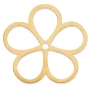 Hollow flower pendants 16 mm - Gold-plated 316L stainless steel x2