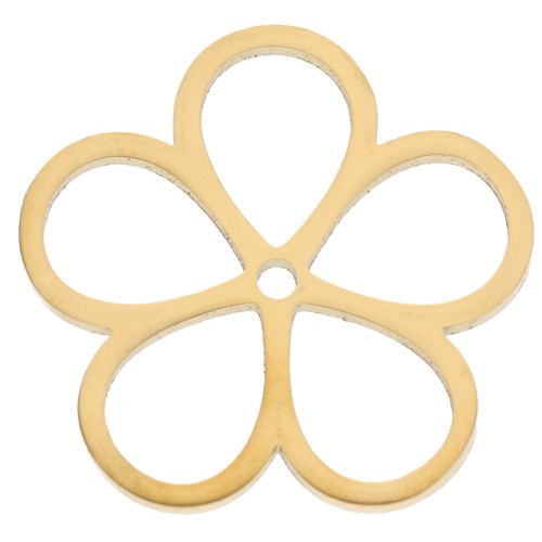 Hollow flower pendants 16 mm - Gold-plated 316L stainless steel x2