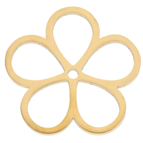 Hollow flower pendants 16 mm - Gold-plated 316L stainless steel x2
