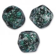 Fire Polished faceted beads 3mm Jet Tweedy Green x50|raw }}