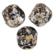 Fire Polished faceted beads 3mm Jet Tweedy Gold x50|raw }}