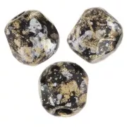 Fire Polished faceted beads 3mm Jet Tweedy Gold x50