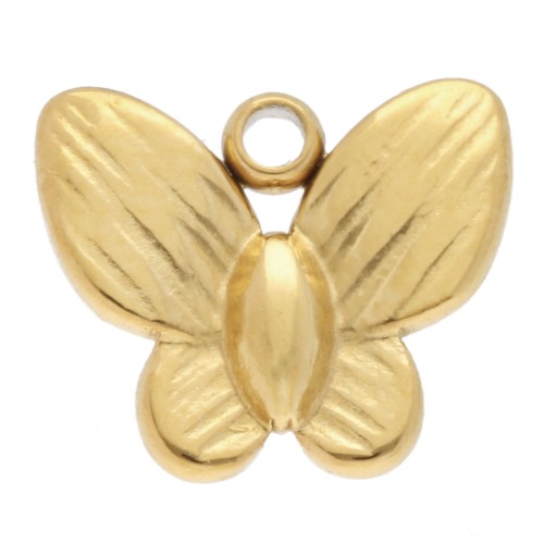 Mini butterfly charm 8x9 mm - 304 Gold stainless steel x1
