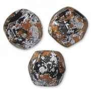 Fire Polished faceted beads 3mm Jet Tweedy Copper x50