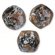 Fire Polished faceted beads 3mm Jet Tweedy Copper x50