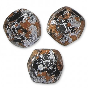 Fire Polished faceted beads 3mm Jet Tweedy Copper x50