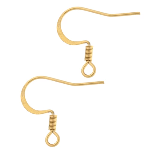 17 mm ear hooks with open ring - 316L stainless steel - Gold x2
