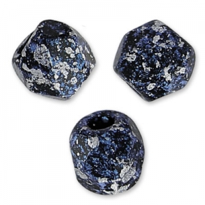 Fire Polished faceted beads 3mm Jet Tweedy Blue x50