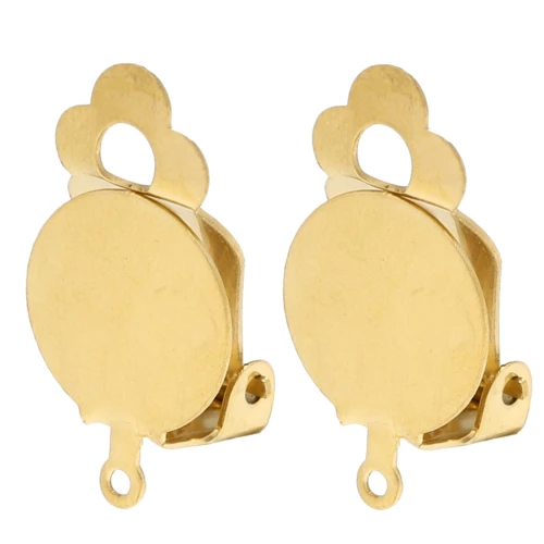 Clips d'oreilles plateau 12 mm oreilles non percées - Stainless steel 304 Gold x2