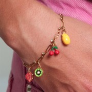 Lemon charm 16x8 mm with epoxy resin - 304 stainless steel - Yellow x1