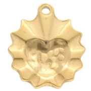 Charm heart Ex-voto hammered 18x15 mm - Stainless steel 304 Gilded x1