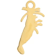 Shrimp pendant 24x10.5 mm with epoxy resin - 304 Gold stainless steel - Red x1