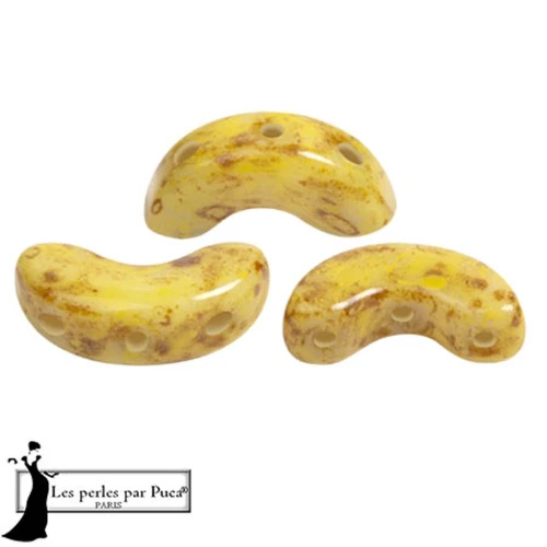 Arcos® glass beads by Puca® 5x10 mm - White Stony Beige Yellow x10g