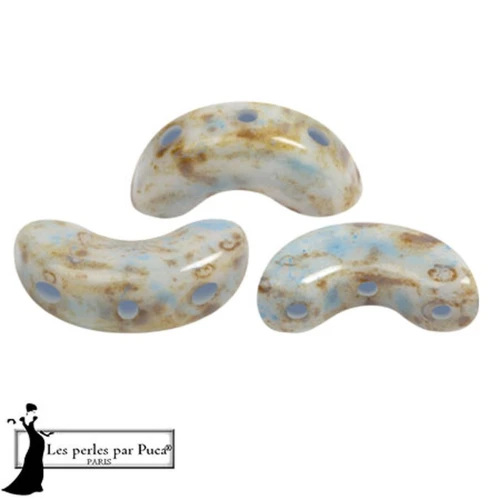 Arcos® glass beads by Puca® 5x10 mm - White Stony Blue x10g