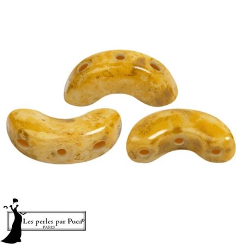Arcos® glass beads by Puca® 5x10 mm - White Stony Orange x10g