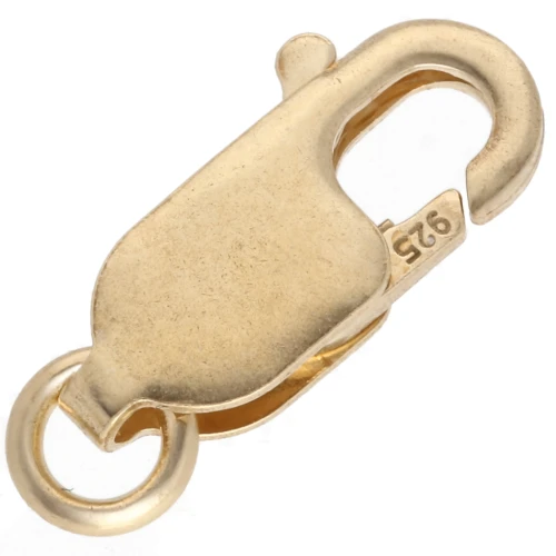 13.5 mm long lobster clasp with open ring - Silver 925 Gilded x1