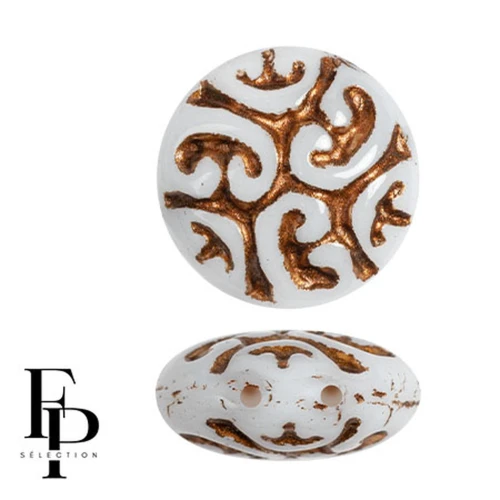 Vintage round beads 14 mm 2 holes - Brown x6