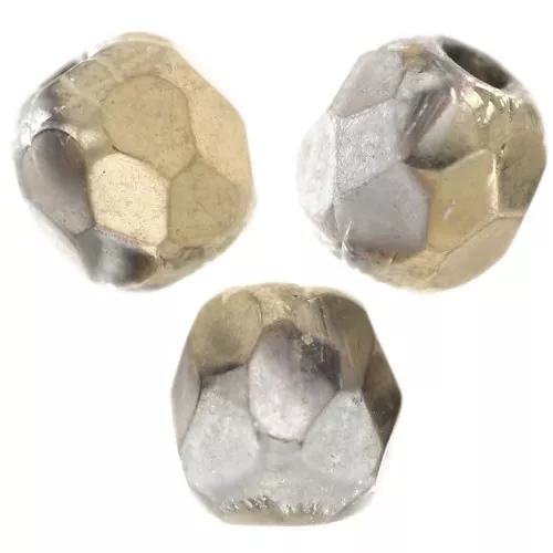 Fire Polished faceted beads 3mm Crystal California Silver x50