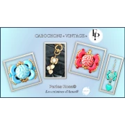 Vintage round beads 14 mm 2 holes - Dark Blue x6