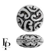 Vintage round beads 14 mm 2 holes - Jet x6