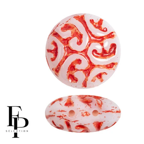 Vintage round beads 14 mm 2 holes - Light Terracotta x6