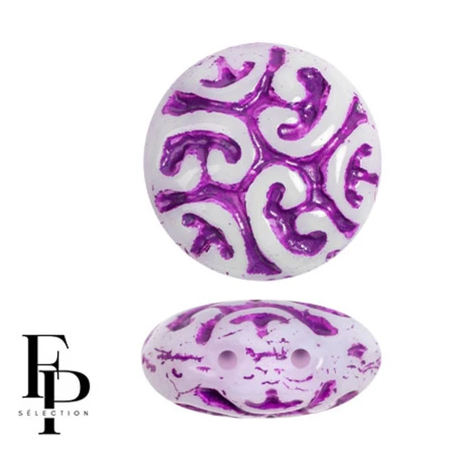 Vintage round beads 14 mm 2 holes - Violet x6