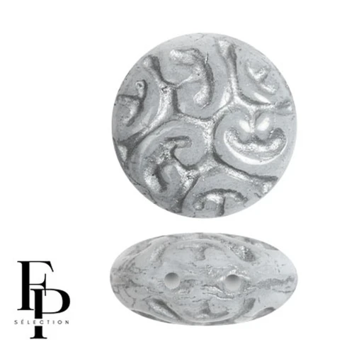 Vintage round beads 14 mm 2 holes - Grey x6