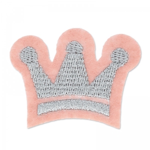 Iron-on badge Crown 42x32 mm Light Rose/silver x1