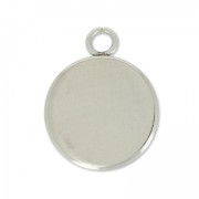 Pendant for 12mm round flat back cab Stainless steel setting x1|raw }}