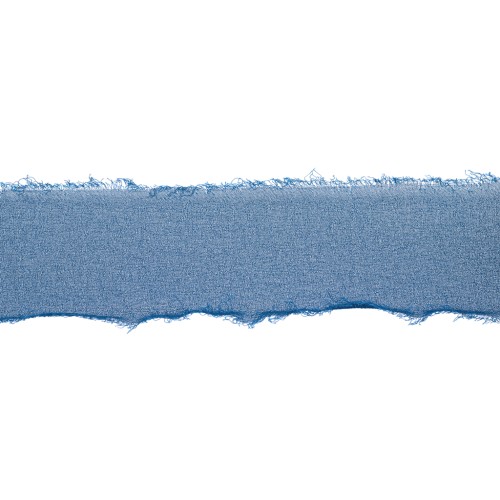 Frayed muslin ribbon 40 mm - Duck blue x1m