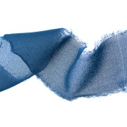 Frayed muslin ribbon 40 mm - Duck blue x1m