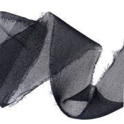 Frayed muslin ribbon 40 mm - Navy blue x1m