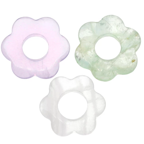 20 mm gemstone flower pendant - Fluorite x1