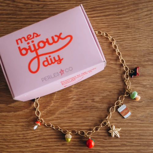 My DIY Jewelry - Jewelry Kit Autumn Charms Necklace in Stainless Steel Gilded