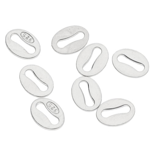 Oval clips 5x4 mm - 925 Sterling Silver x10