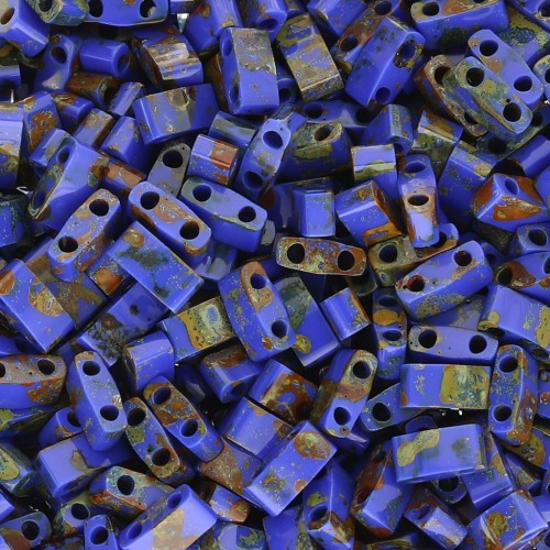 Miyuki Half Tila Beads 5x2.3x1.9 mm HTL-4518 - Opaque Cobalt Picasso x100g