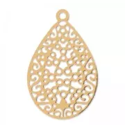 Laser cut drop Pendant 24x16mm rode gold tone x2
