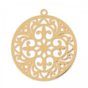 Laser cut round Pendant  22mm rose gold tone x2