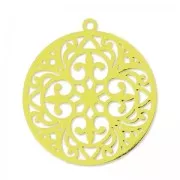 Laser cut round Pendant  22mm gold tone x2
