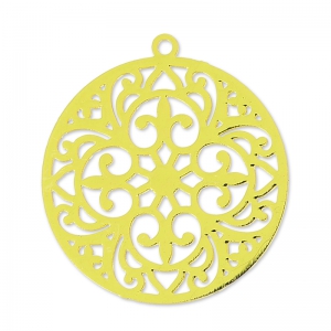 Laser cut round Pendant  22mm gold tone x2