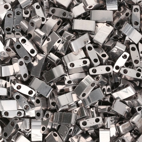 Miyuki Half Tila Beads 5x2.3x1.9 mm HTL-194 - Palladium Plated 50g pack