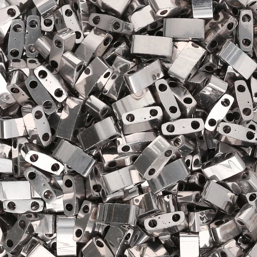Miyuki Half Tila Beads 5x2.3x1.9 mm HTL-194 - Palladium-Plated x50g