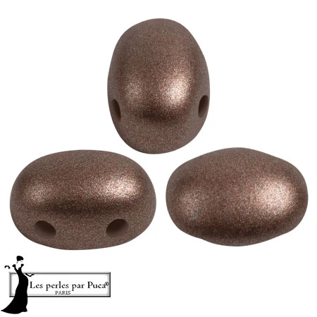 Glass beads Samos® by Puca® 5x7 mm - Metal Shine Maroon x10g