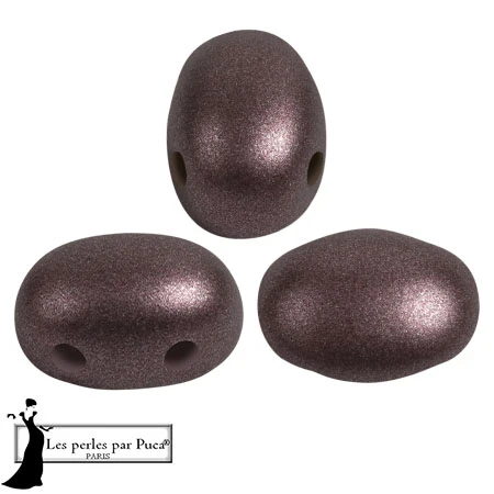 Glass beads Samos® by Puca® 5x7 mm - Metal Shine Plum x10g