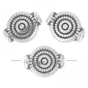 Discus beads 10x8 mm Antique Silver Plating x4