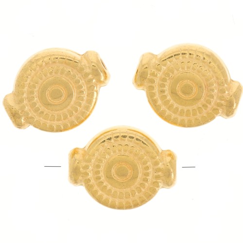 Discus beads 10x8 mm fine Gold plated x4