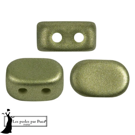 Lipsi® glass beads by Puca® 4x6 mm - Metal Shine Olivine x10g