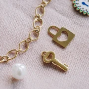 Mes bijoux DIY - Jewelry Kit Necklace charms Keys in Stainless Steel Gilded