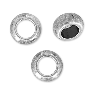 Flat round big hole beads  5x2.4 mm Antique Silver Plating x5